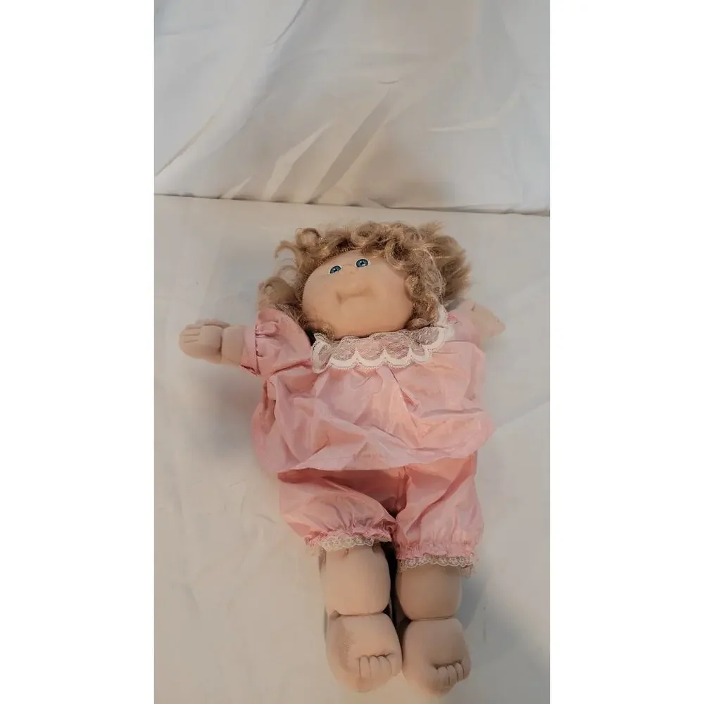 1985 Cabbage Patch Kids Doll Pink Outfit Blonde Hair Xavier Roberts Signed No...